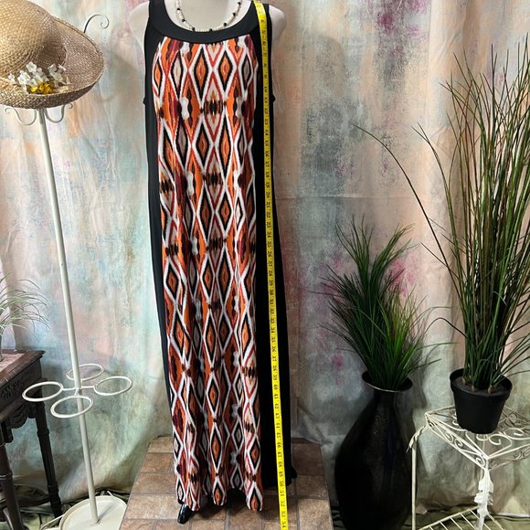 📌Susan Lawrence Maxi Plus Size Slim Looking Silhouette Dress & Geometric Print - Picture 6 of 13